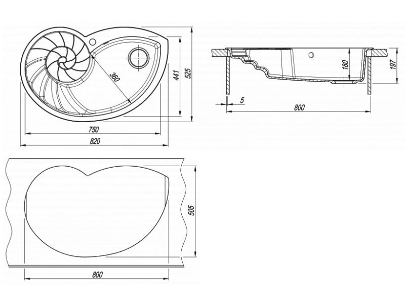 Кухонная мойка Florentina Наутилус грей